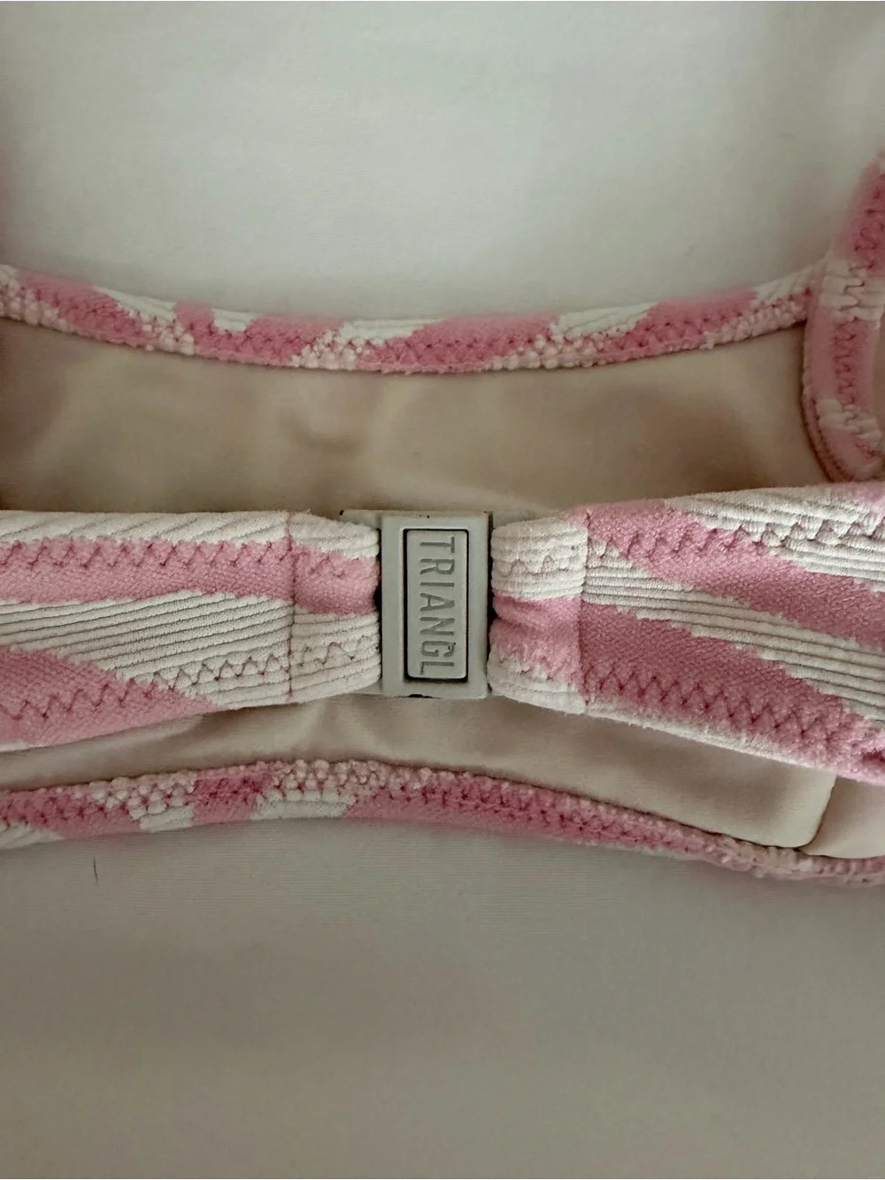 triangl swimwear Pink and White Striped Bikini Top